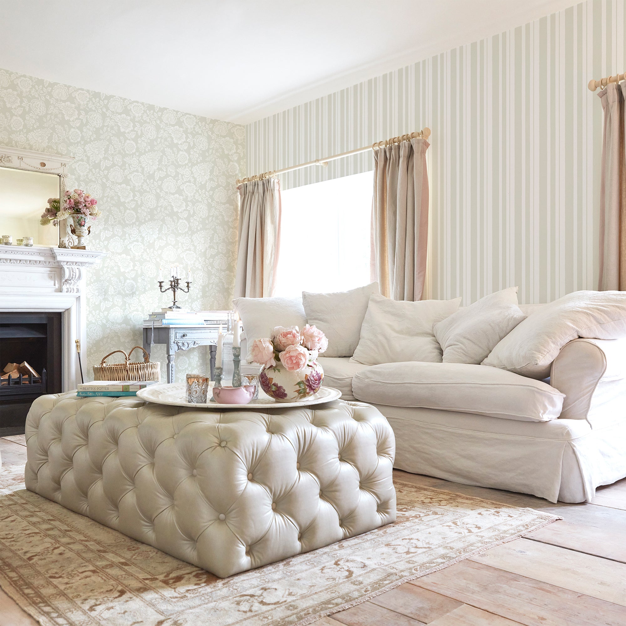 Rachel Ashwell Watercolour Stripe Green Wallpaper Rachel Ashwell