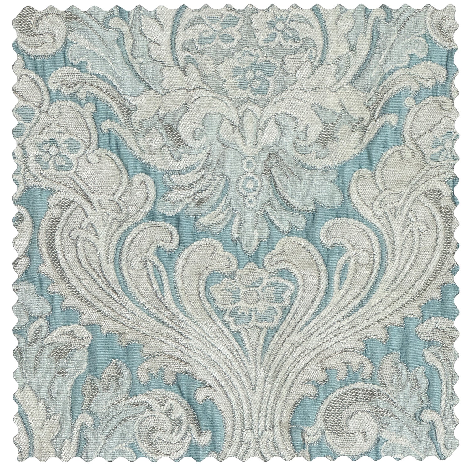 Pearl Blue Chenille Damask