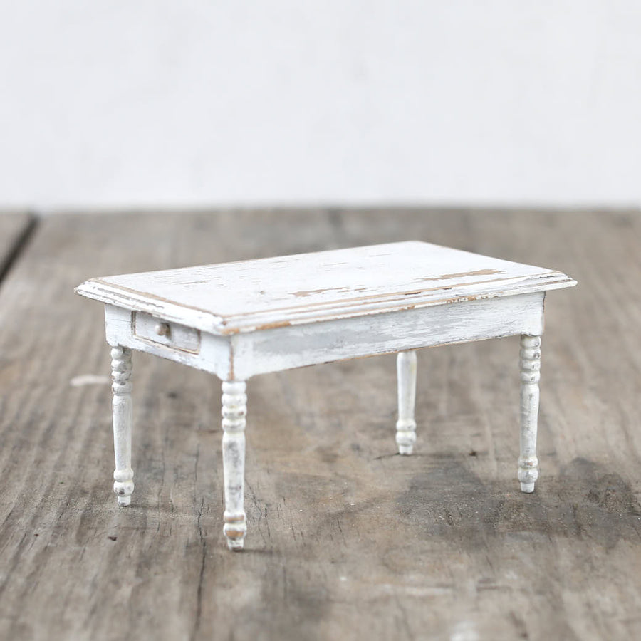 Dollhouse Furniture - Long White Table with Drawers
