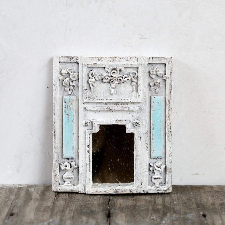 Dollhouse Furniture - Blue / White Paneled Mirror