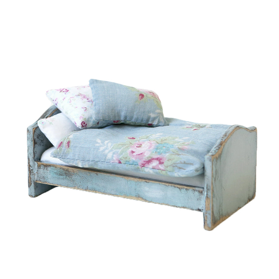 Dollhouse Furniture - Blue Twin Bed