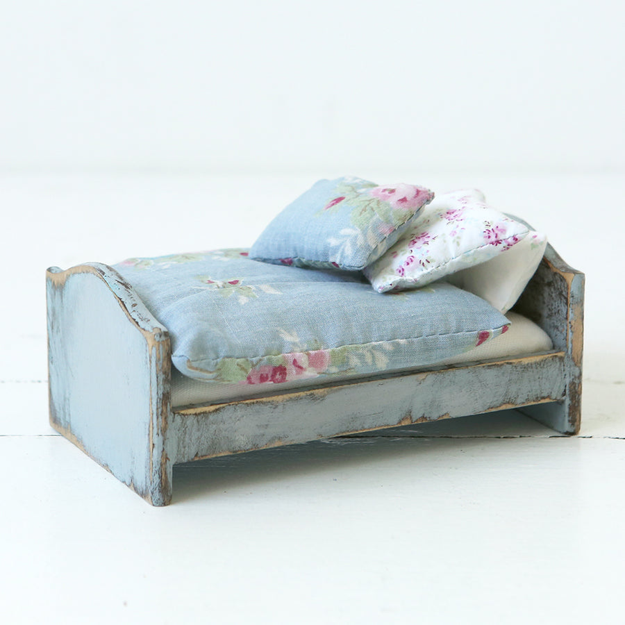 Dollhouse Furniture - Blue Twin Bed