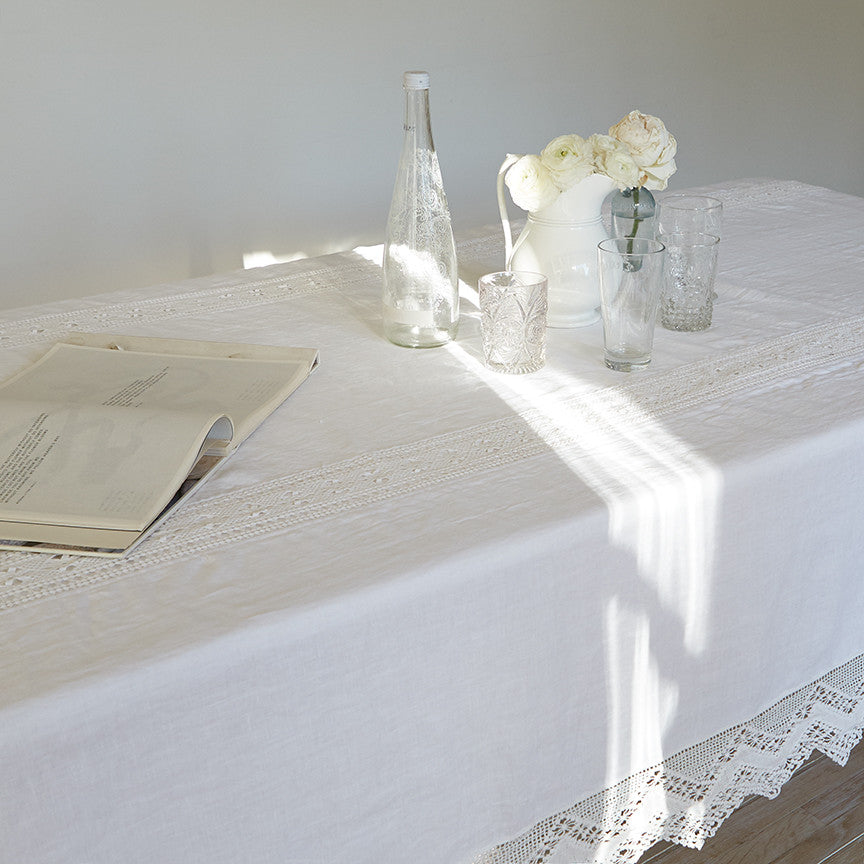 White lace discount table skirt