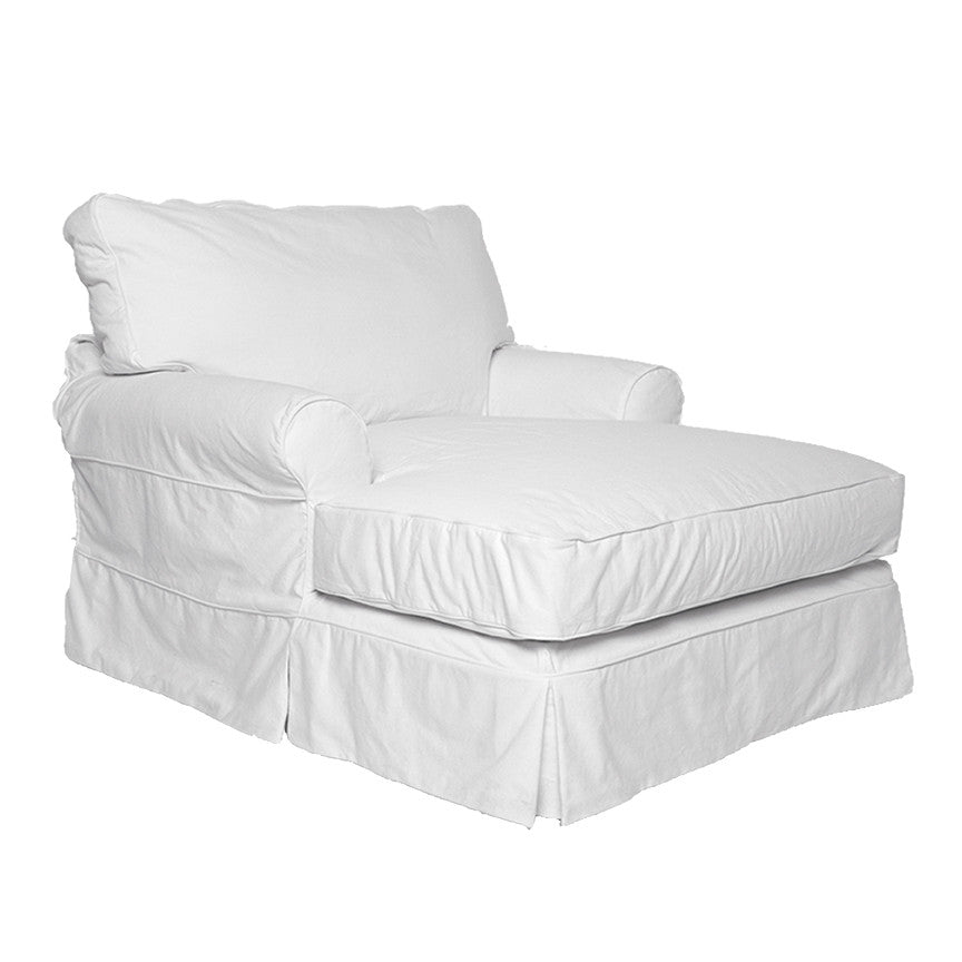 Shabby Chic White Washed Chairs Slipcovered Chaise Lounge Rachel