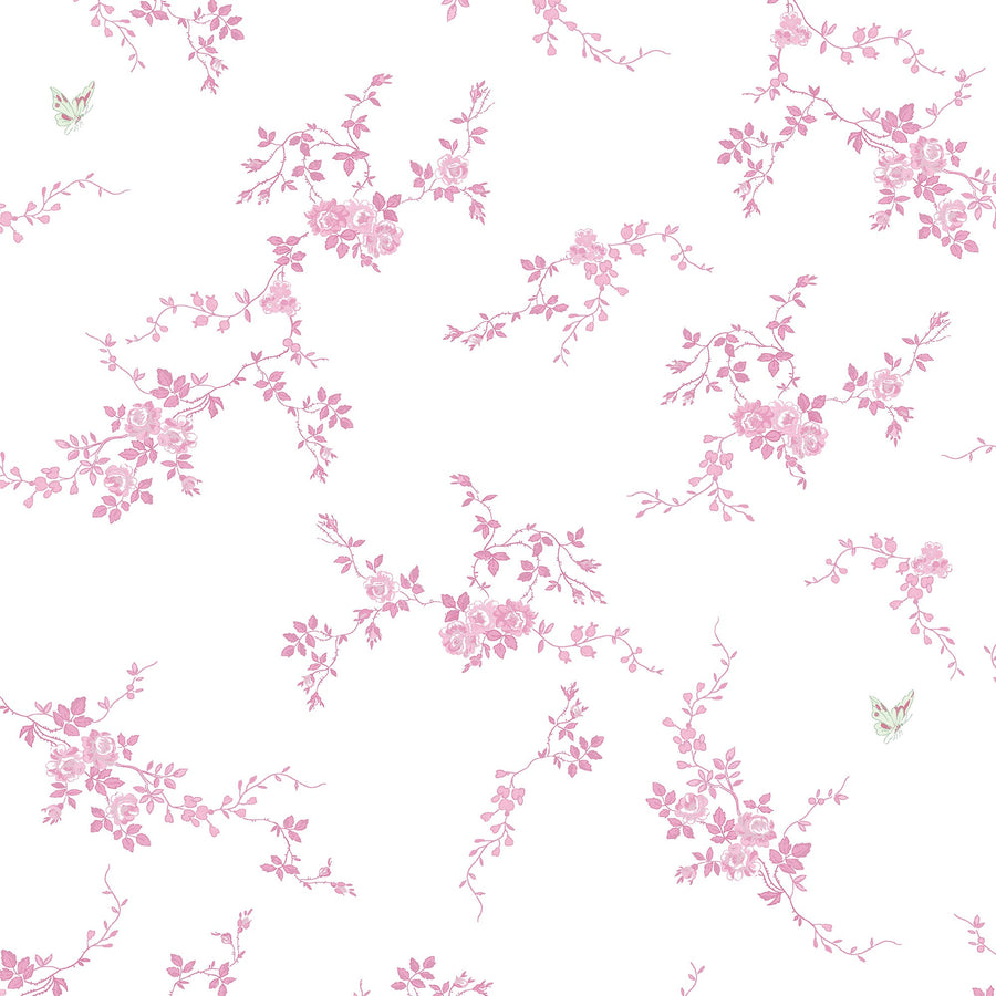 Butterflies Pink Wallpaper - Swatch