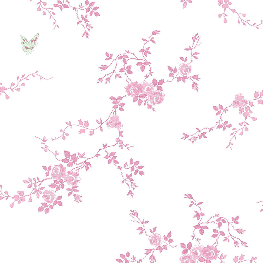 Butterflies Pink Wallpaper - Swatch