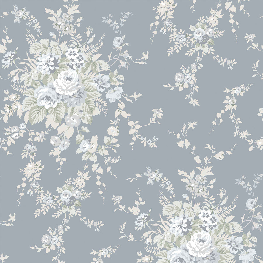 Garden Floral Slate Grey Wallpaper