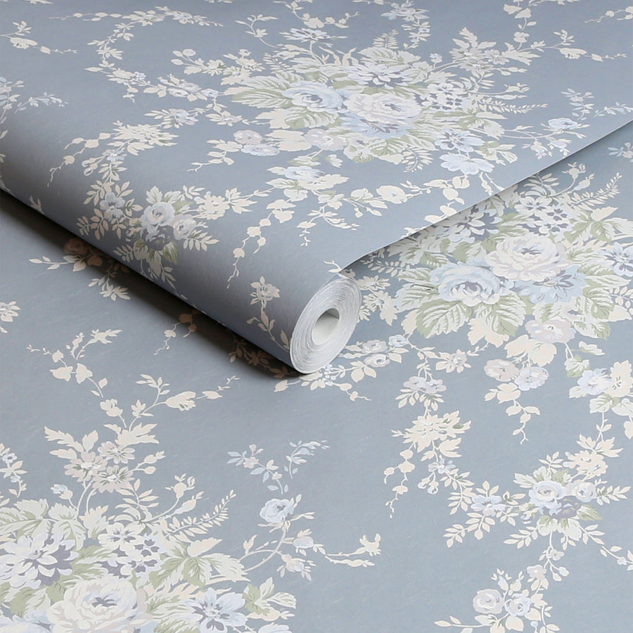 Garden Floral Slate Grey Wallpaper