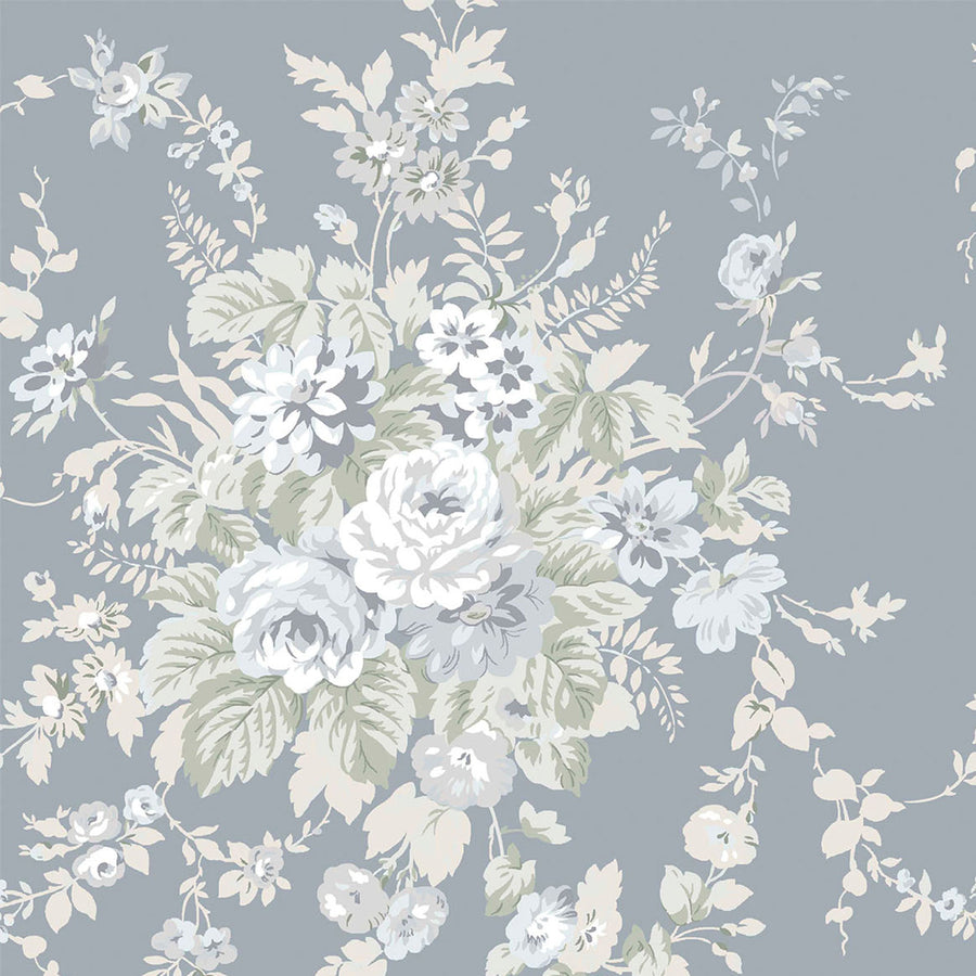 Garden Floral Slate Grey Wallpaper - Swatch