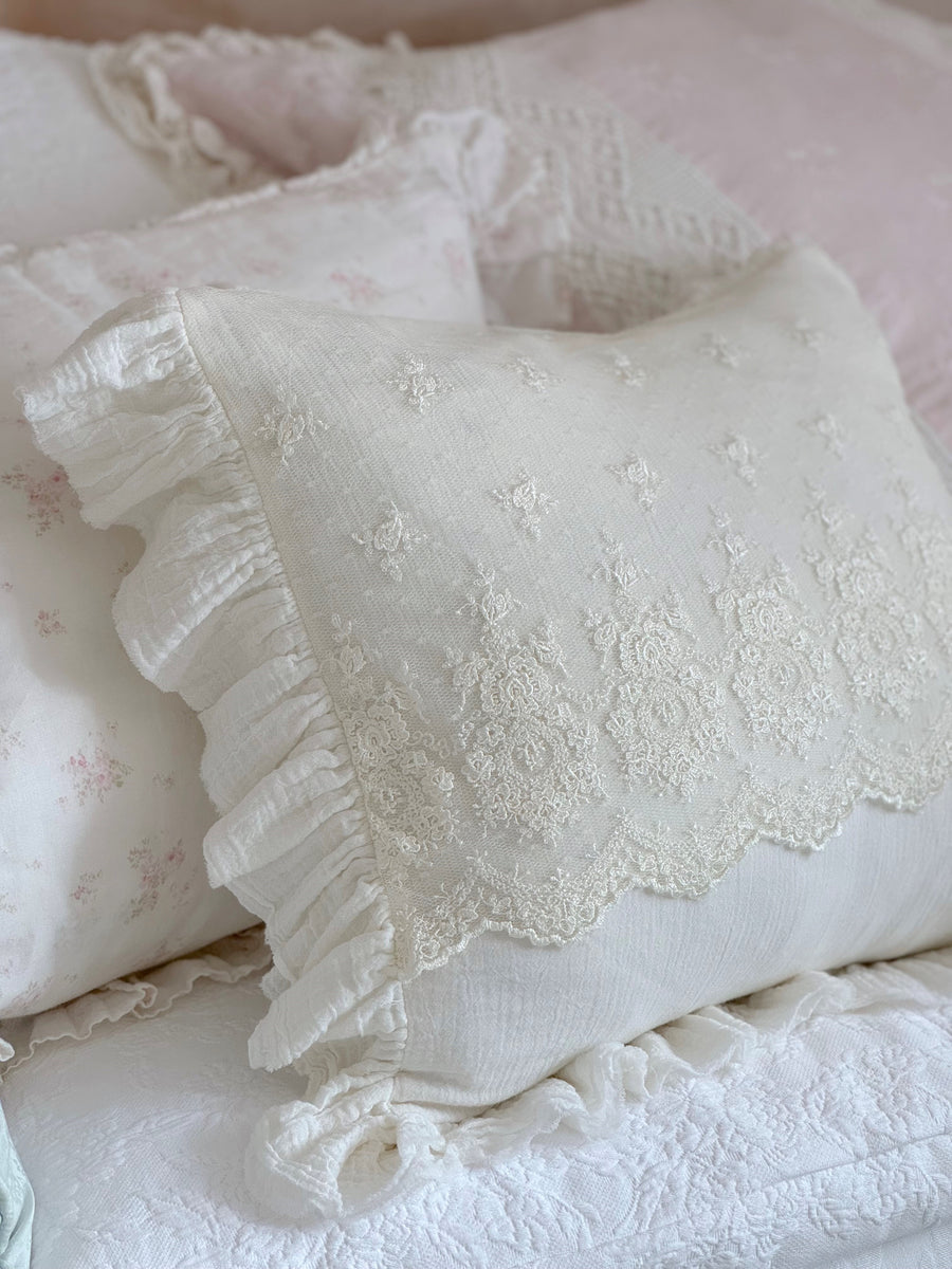 The Wedding Lace Voile Ruffle Pillow