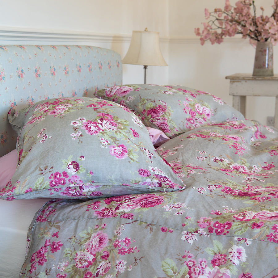 Rose Chintz Khaki Linen Bedding by Rachel Ashwell® - Limited Edition