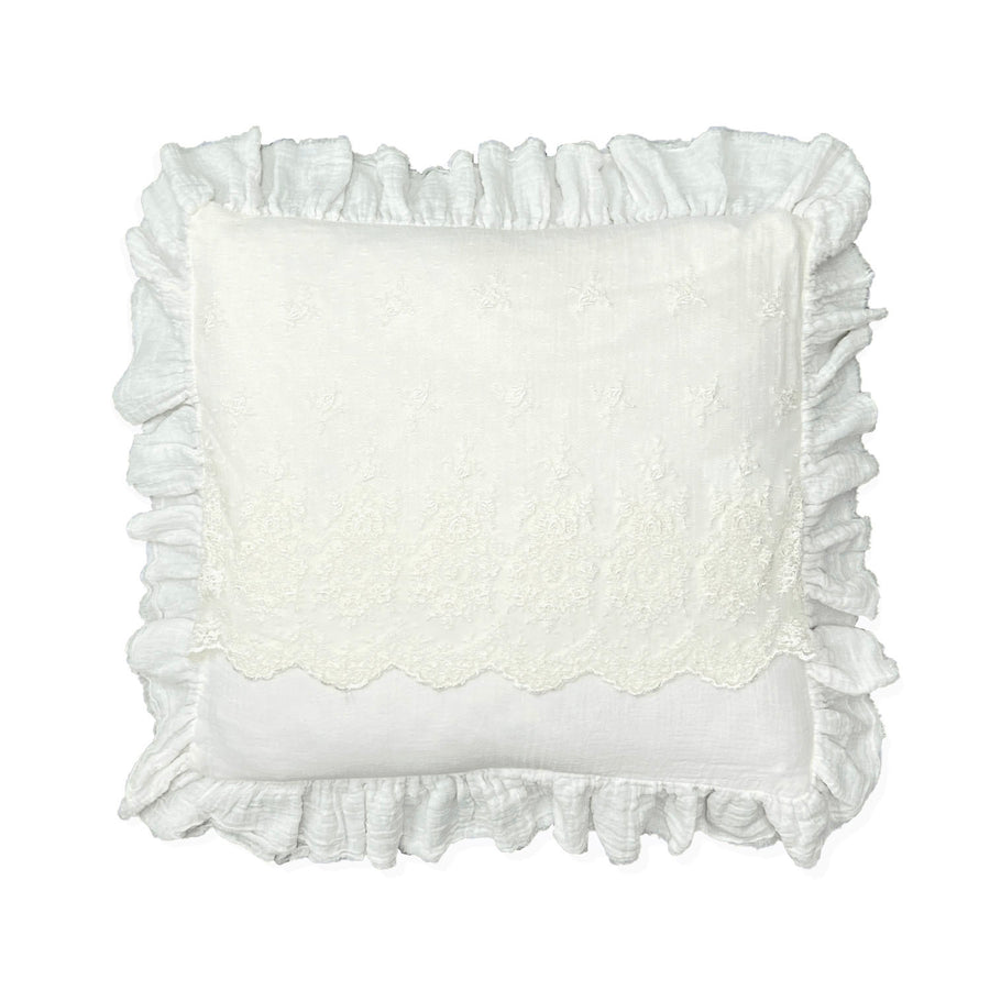 The Wedding Lace Voile Ruffle Pillow