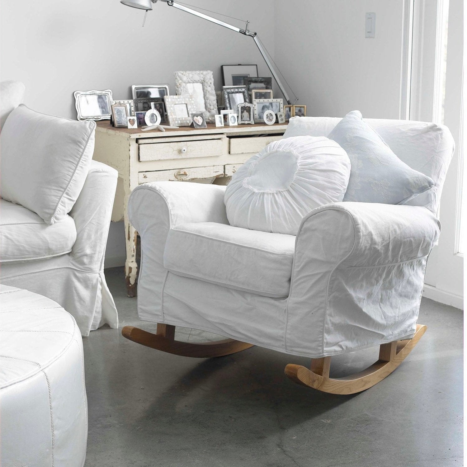 Slipcover Rocking Chair | Rocking Armchair with Rolled Arms – Rachel ...