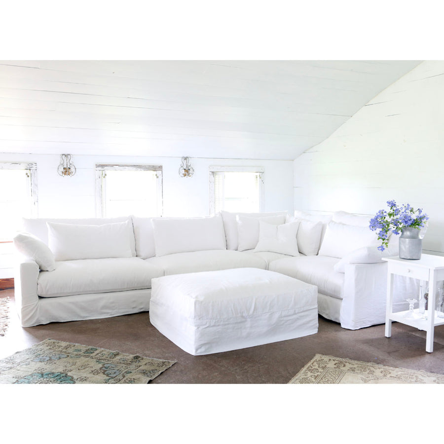 5 Piece White Denim Sectional Sofa Rachel Ashwell Shabby Chic Couture