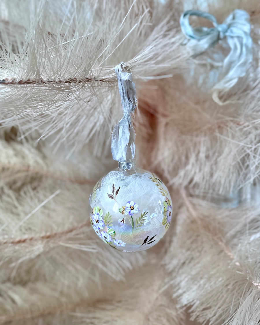 Ben Peck-Whiston - Painted Glass Ribbon Ball Holiday Ornament