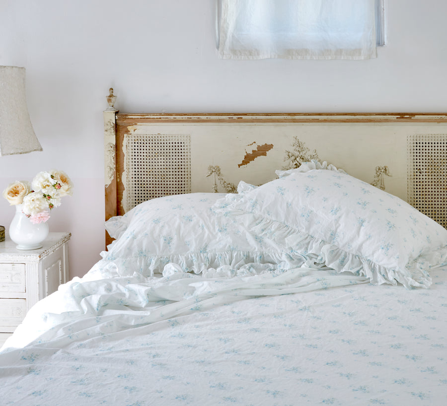 Blue Rosabelle Poplin Sheets