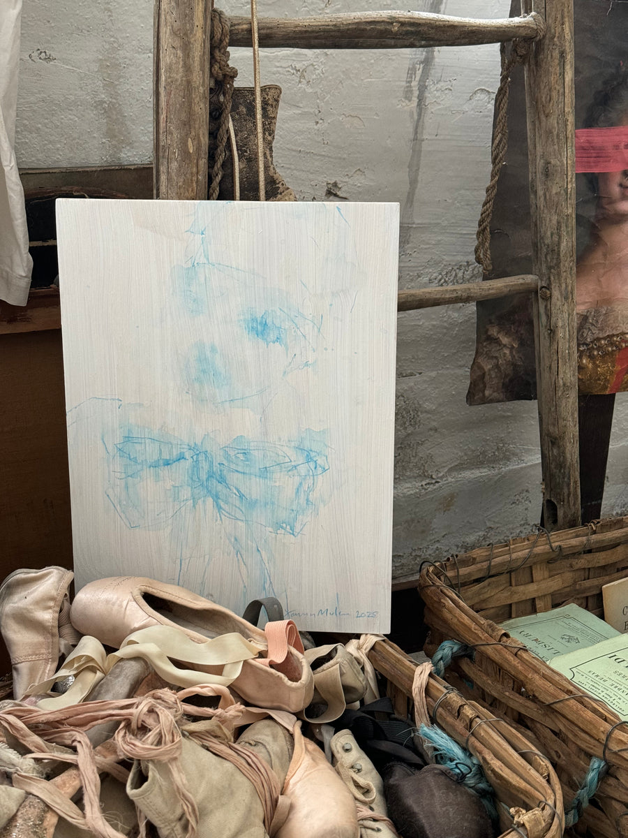 Jorunn Mulen Original Painting - Blue Bow