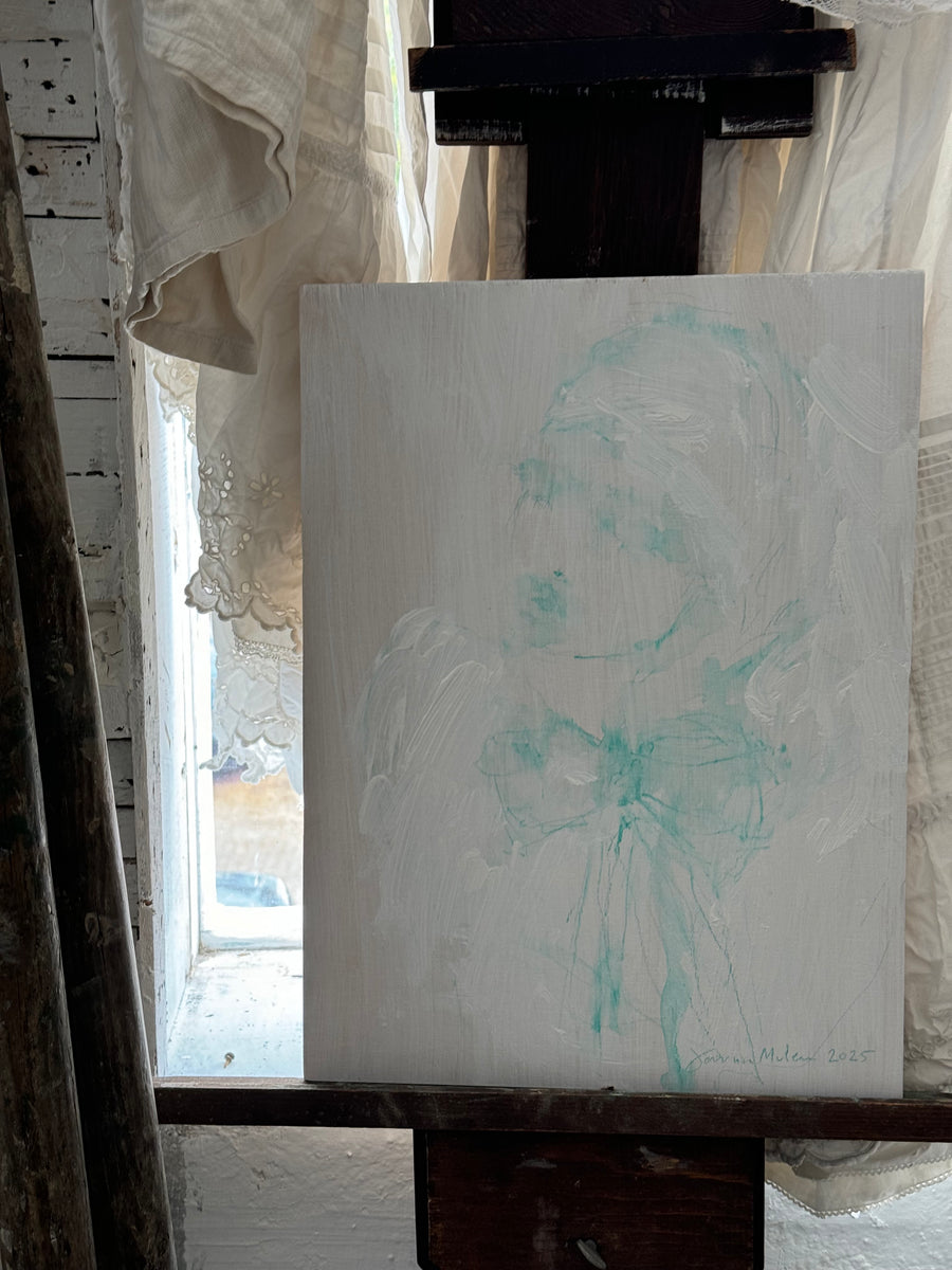 Jorunn Mulen Original Painting - Light Malachite Green Bow