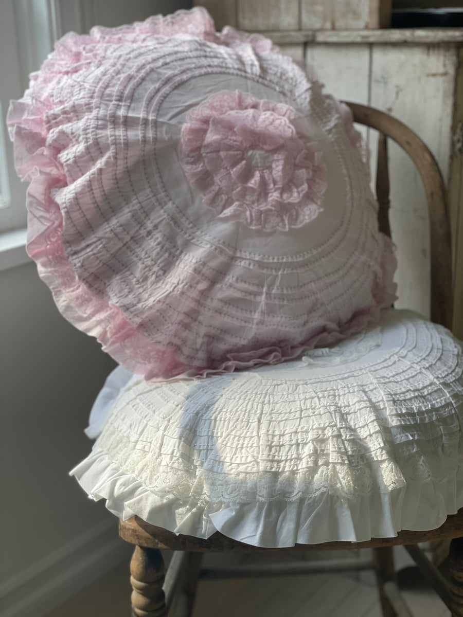 Petticoat Round Cotton Pillow - White