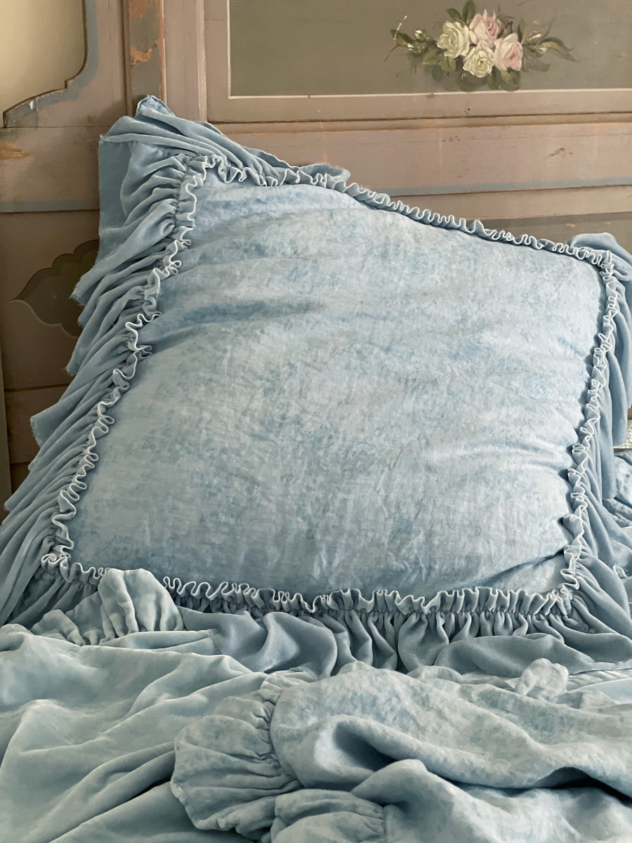 Watermark Overdye Blue Velvet  Euro Pillow