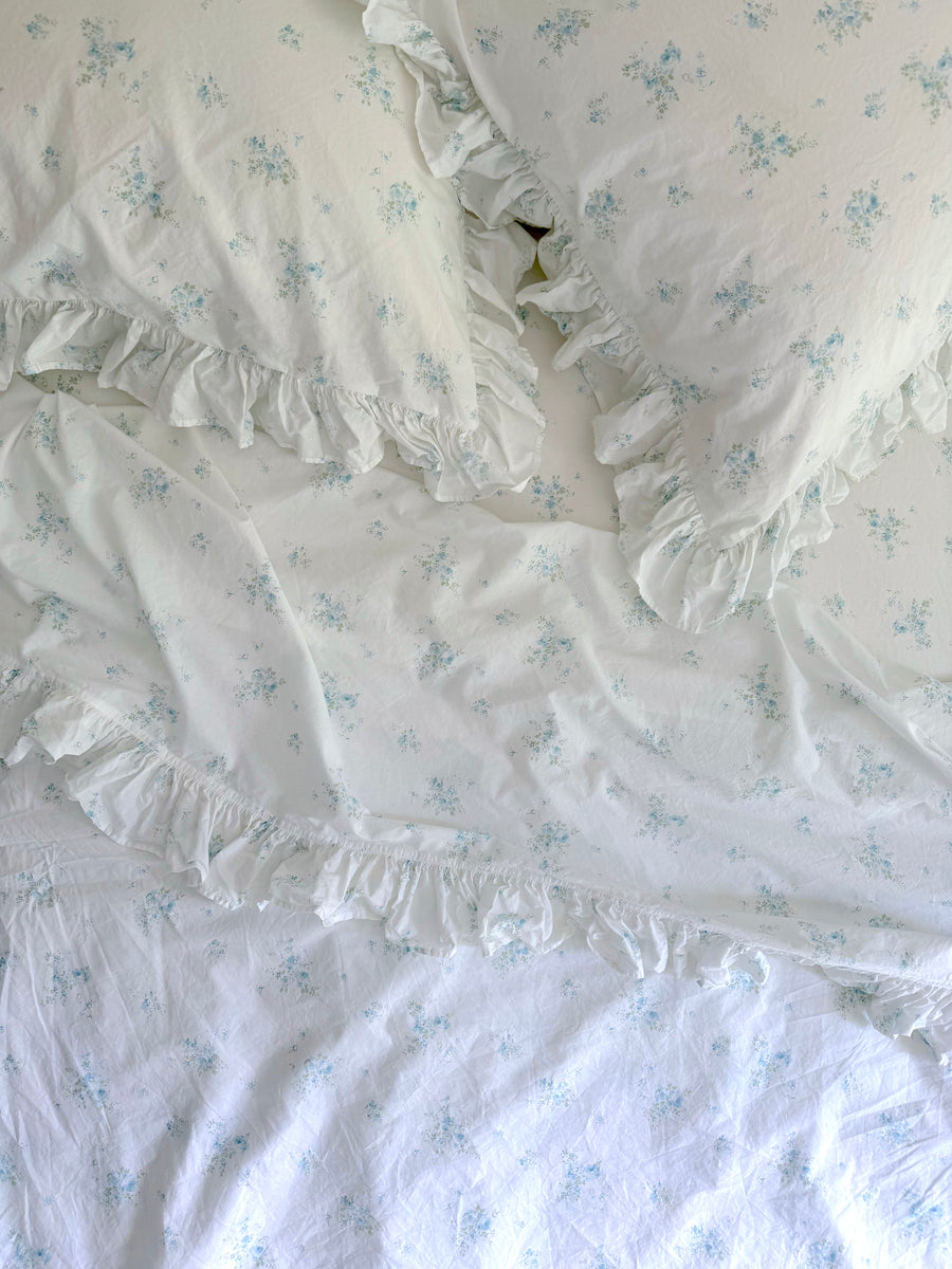 Blue Rosabelle Poplin Sheets