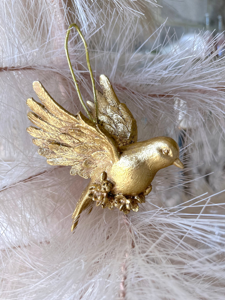 Gold-Winged Dove Ornaments - 2 Piece Set