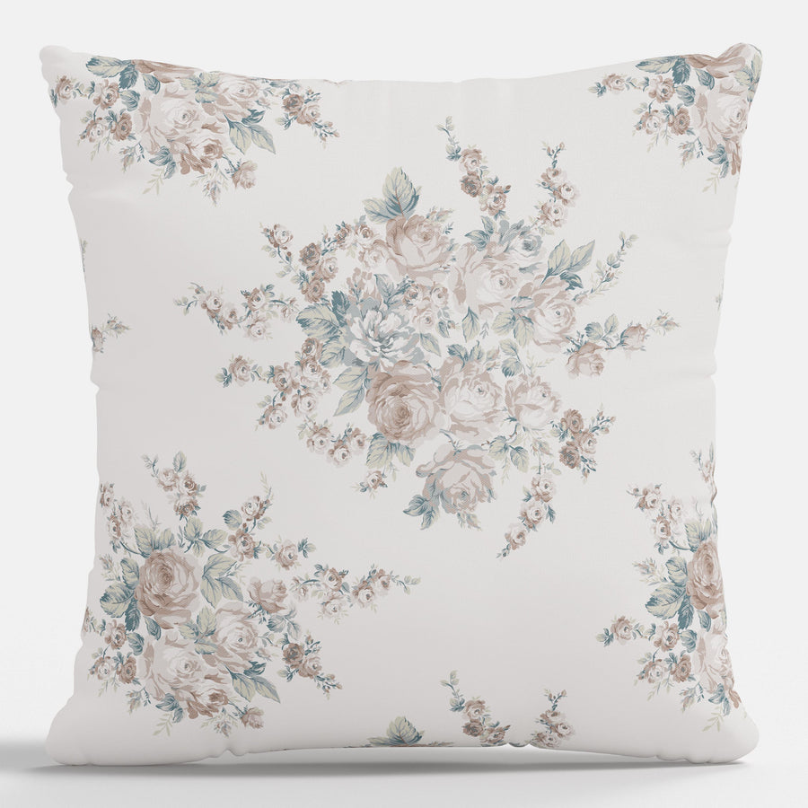 Rose Blossom Teal Pillow