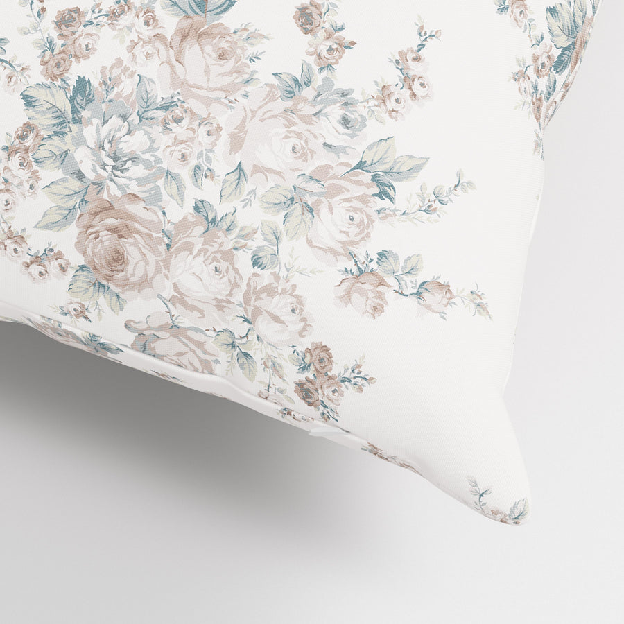 Rose Blossom Teal Pillow