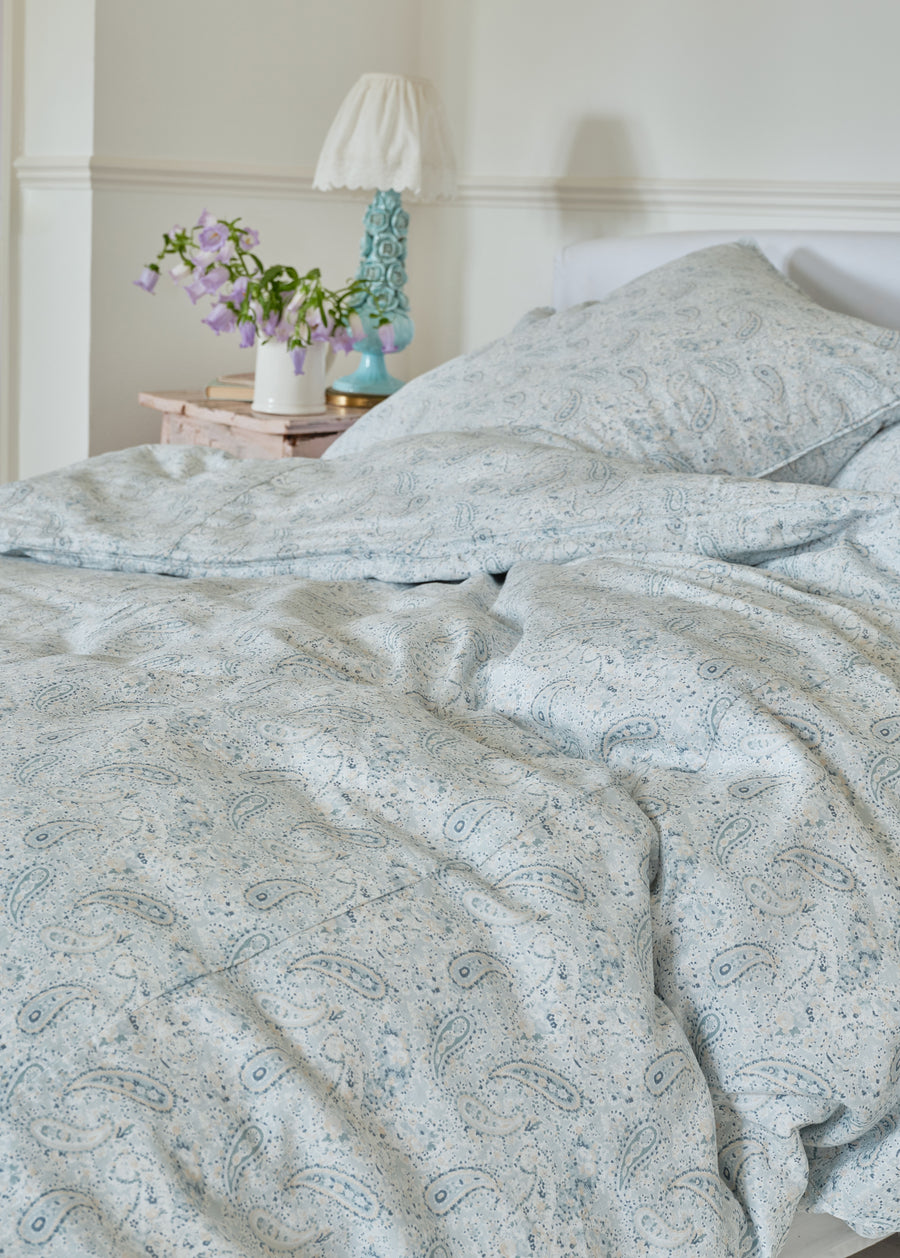 Paisley Blue Linen Bedding