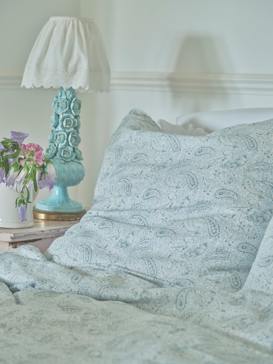 Paisley Blue Linen Bedding