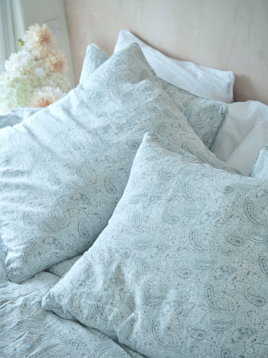 Paisley Blue Linen Bedding