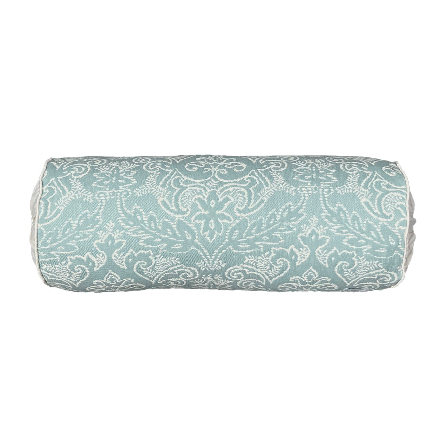 Aqua Damask Bolster Pillow