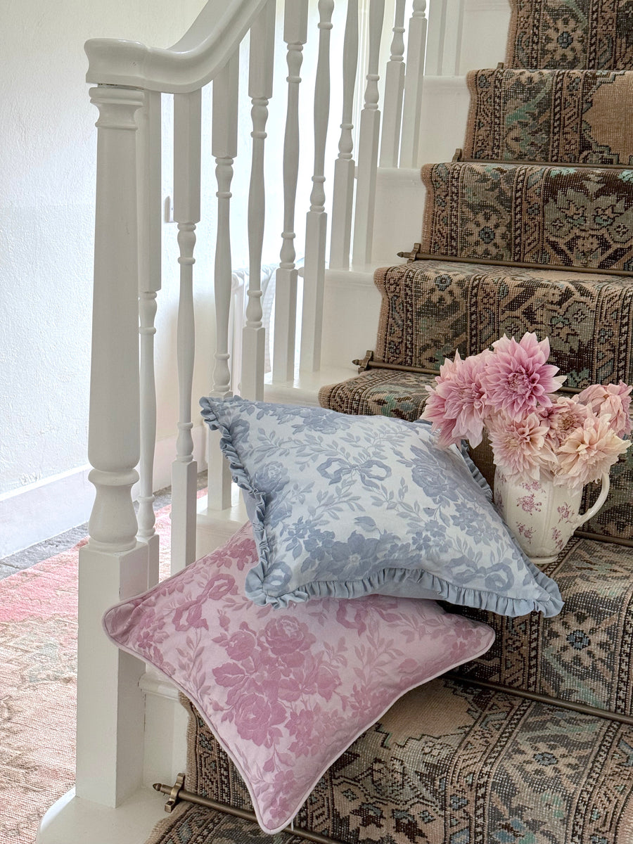 Ribbons and Roses Bluebell Pillow
