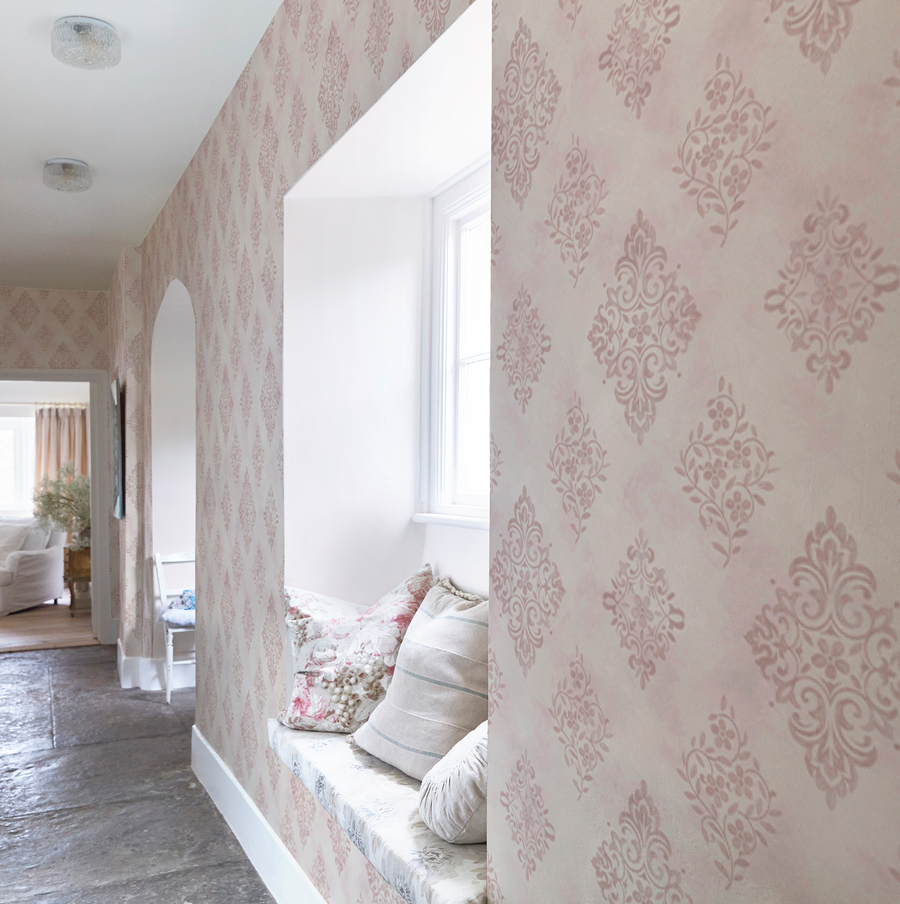 Diamond Motif Pink Wallpaper