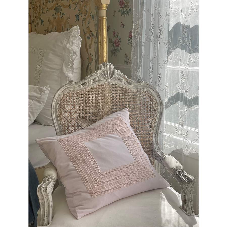 Velvet Pink Lace Pillow