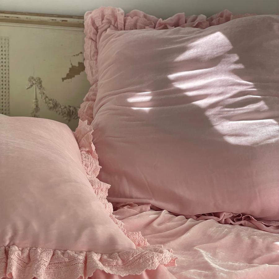 Blush velvet euro sham cheap