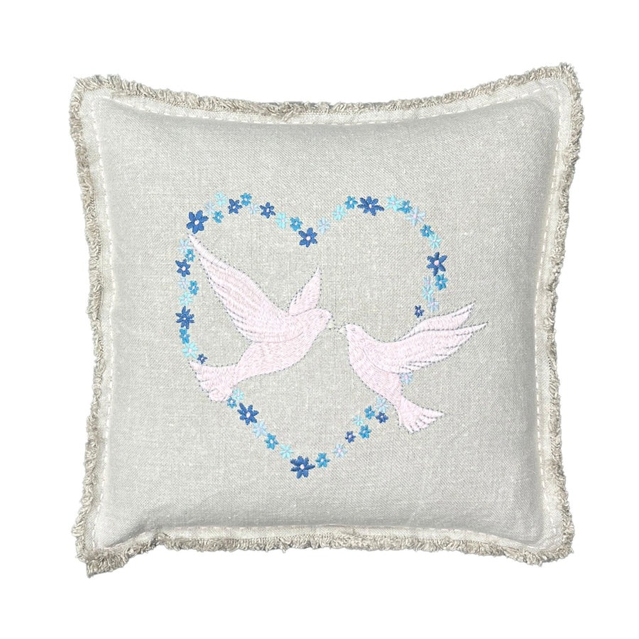 Valentine Dove Embroidered Pillow