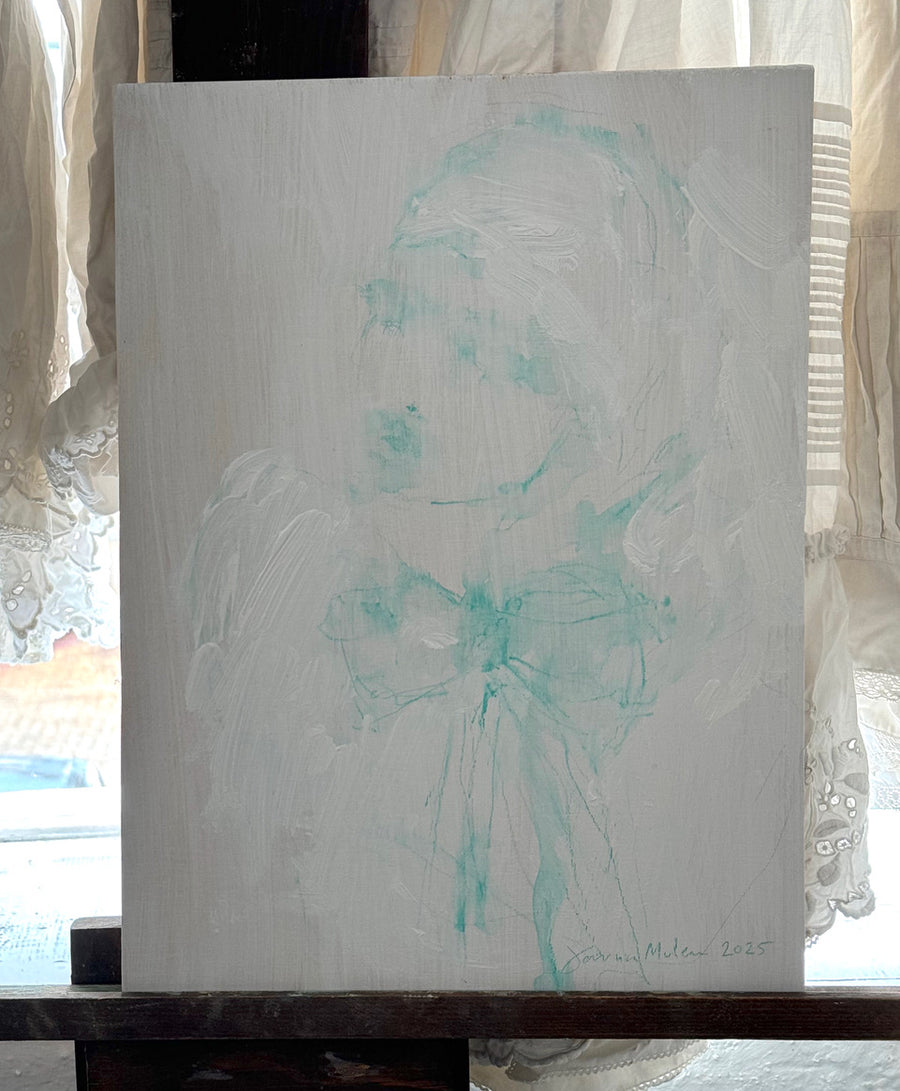 Jorunn Mulen Original Painting - Light Malachite Green Bow