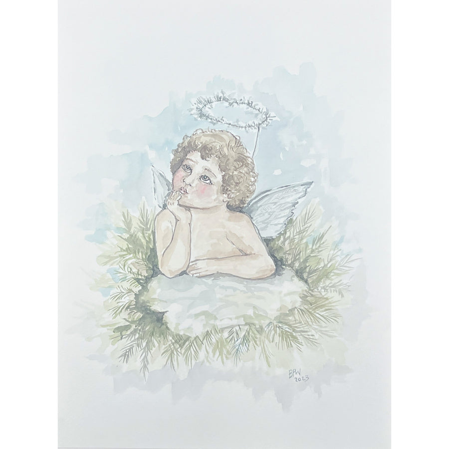 Ben Peck Whiston Original Painting - Holiday 2023 - Little Christmas Angel