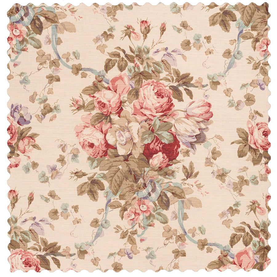 Bennison Roses - Brown on Beige Fabric Swatch