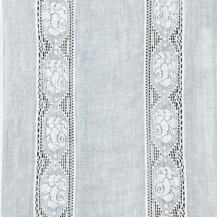 Rose Lace Inset White Tablecloth