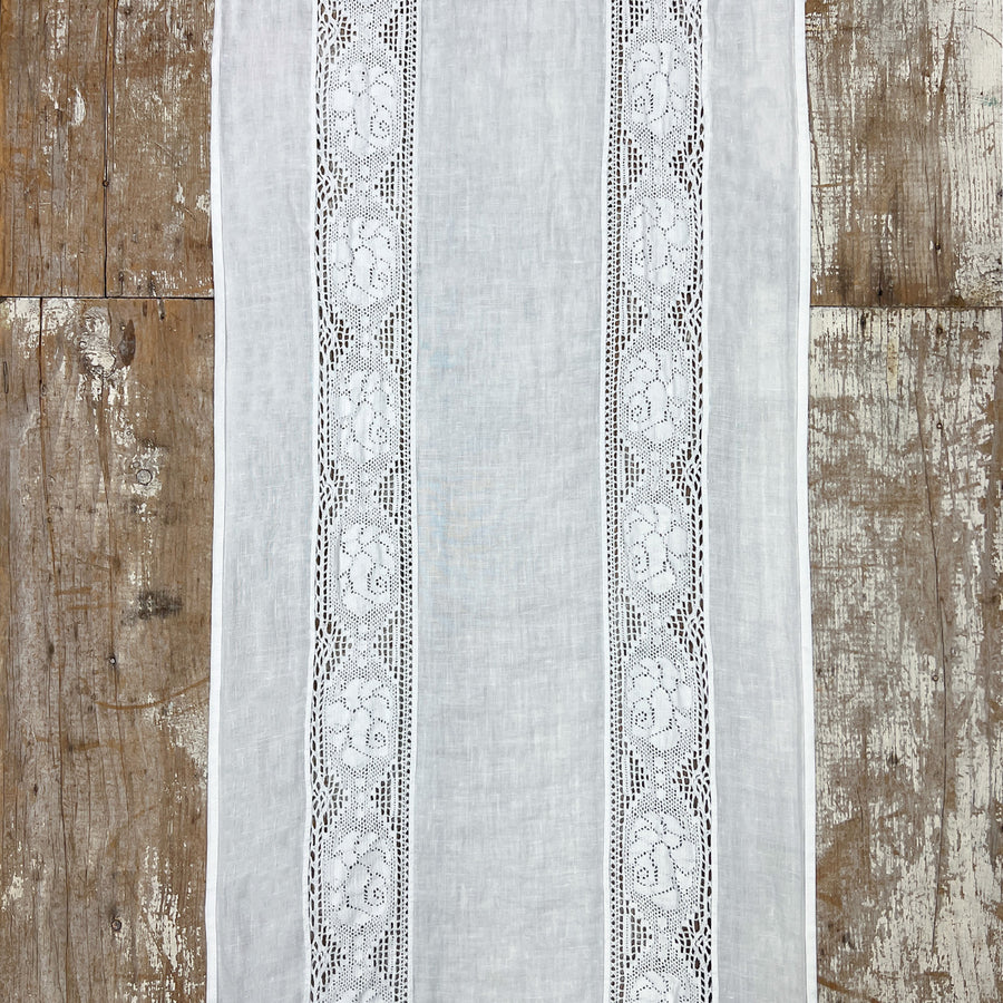 Rose Lace Inset White Runner