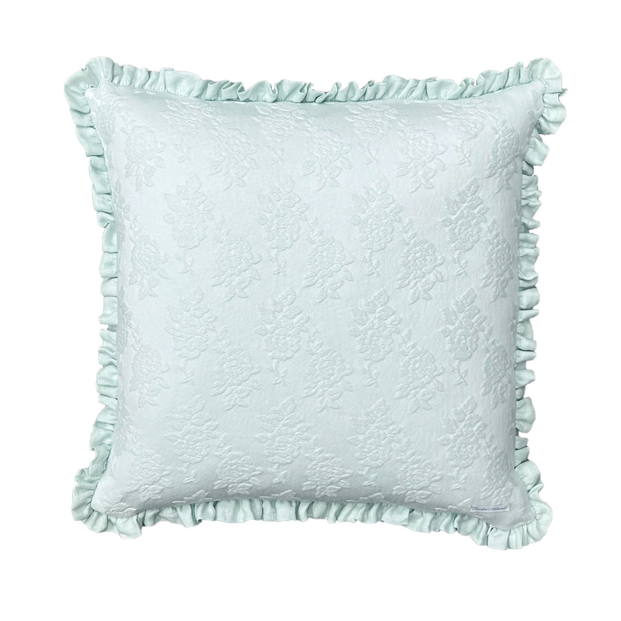 Teal Rose Matelasse Pillow