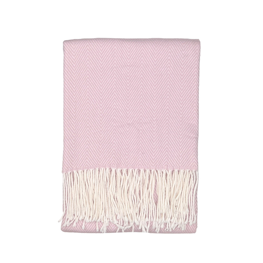 Herringbone Tassel Throw - Pink