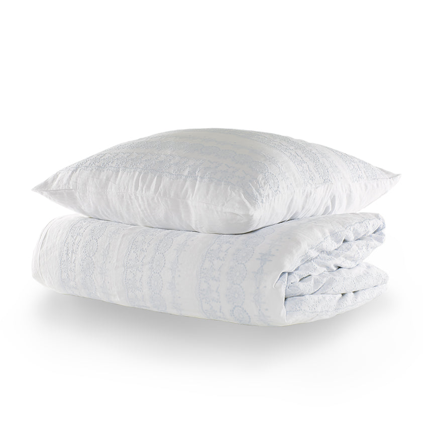 Boho Blue Embroidered Bedding