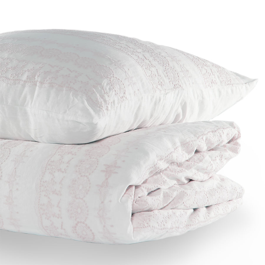 Boho Pink Embroidered Bedding