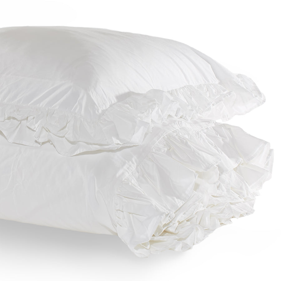 White Ruffled Bedding: Sheets, Pillowcases, & More – Rachel