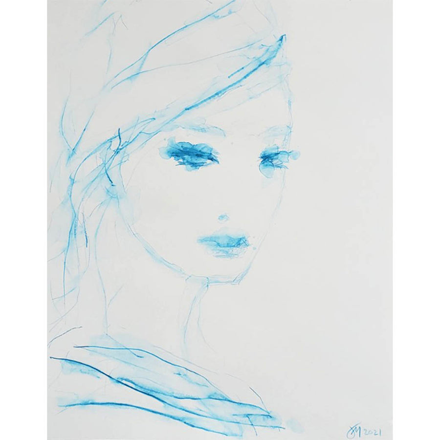 Jorunn Mulen Original Painting - Blue Lady 5