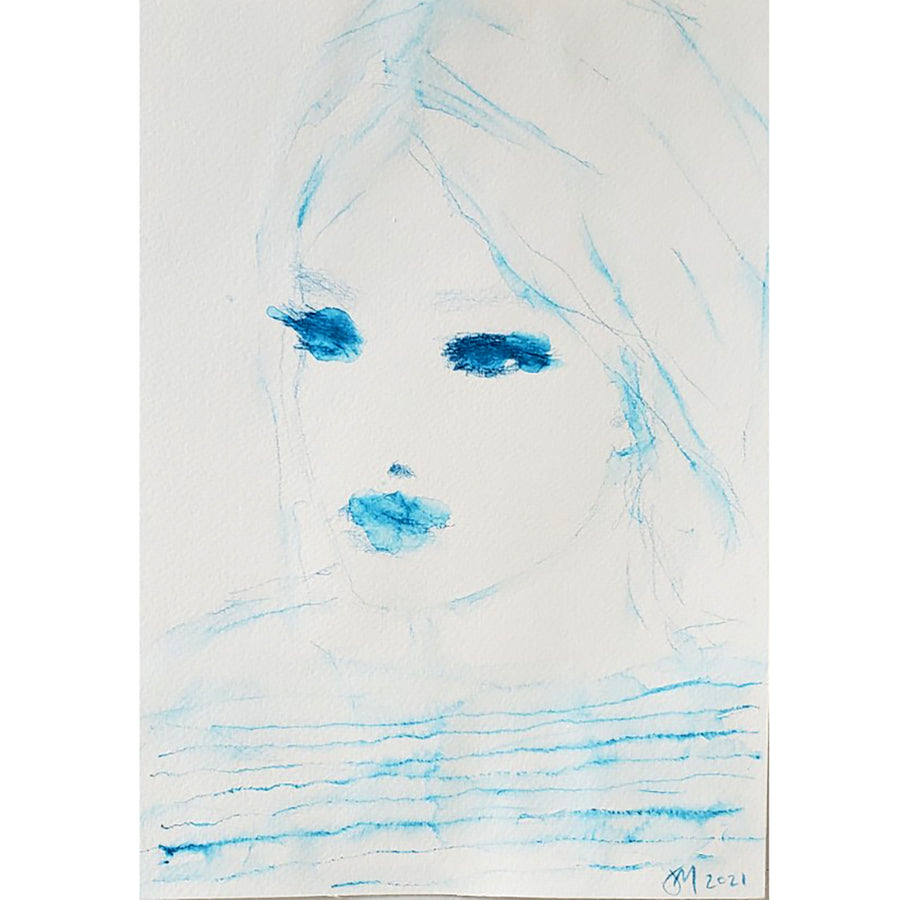 Jorunn Mulen Original Painting - Blue Lady 7