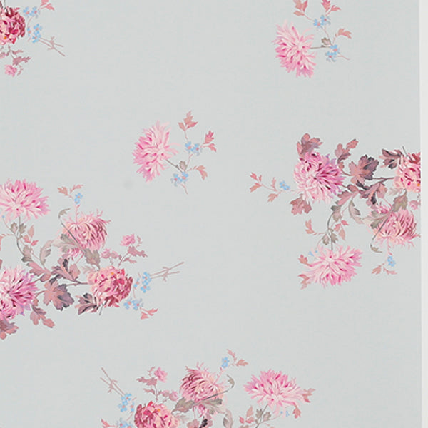 Rachel Ashwell Wallpaper - Dancing Dahlia's Raspberry on Blue